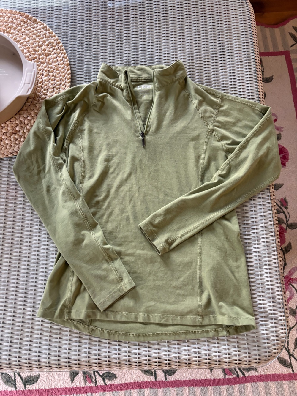 Kids Olive Green Half-Zip Long Sleeve Top